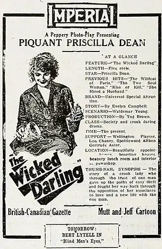 Advertentie voor The Wicked Darling