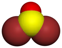 Molecuulmodel van thionylbromide