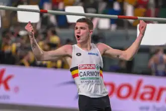 Thomas Carmoy tijdens de EK indoor 2023 in Istanbul.