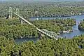 Constance Island en Georgina Island, verbonden door de Thousand Islands Bridge, gezien vanaf de 1000 Islands Tower gelegen op Hill Island