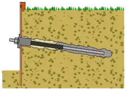 Schets van groutanker voor stalen damwand