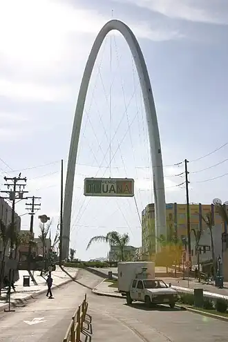 Een boog die bezoekers in Tijuana verwelkomt