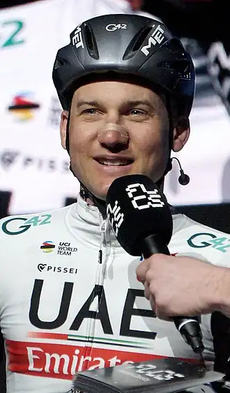 Wellens voorafgaand aan de Omloop Het Nieuwsblad 2023.