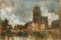 Gezicht op Dordrecht met Grote Kerk