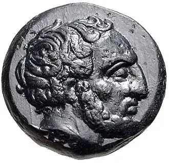 Kop van Tissaphernes op oude munt