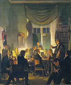 Wilhelm Bendz: Een rokersbijeenkomst, 1828