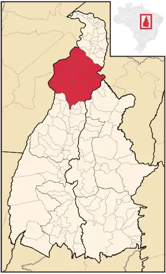 Ligging van de Braziliaanse microregio Araguaína in Tocantins