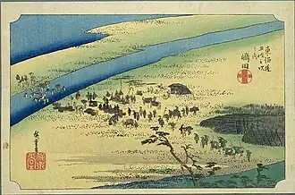 Hiroshige's, Tōkaidō: halteplaats Shimada