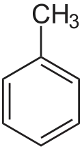 Structuurformule van tolueen