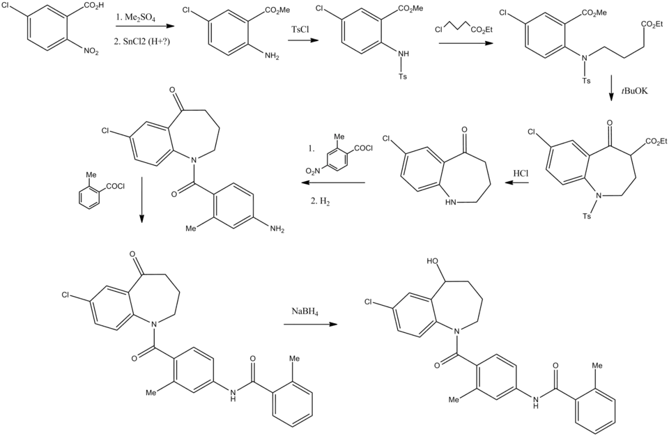 Syntheseroute van tolvaptan