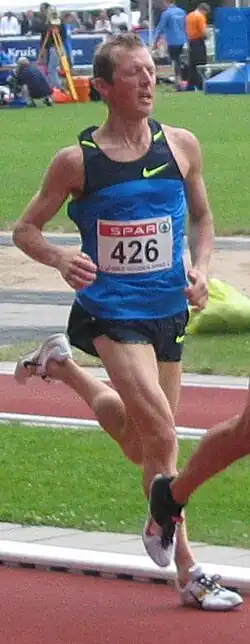 Tom Compernolle tijdens zijn laatste wedstrijd: de Gouden Spike van 2008 in Leiden