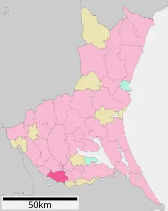 Situering van Toride in de prefectuur  Ibaraki