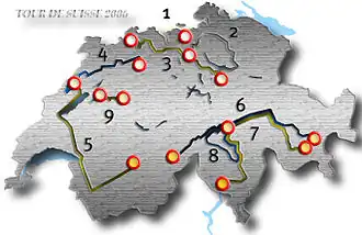 Routekaart van de Ronde van Zwitserland 2006