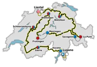 Routekaart van de Ronde van Zwitserland 2010