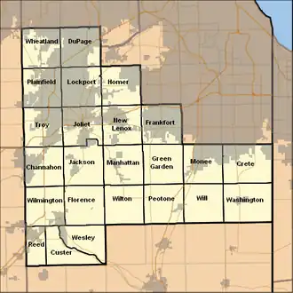 Kaart van Will County