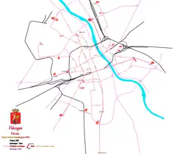Tramnet in 1989 rond de val van het IJzeren Gordijn.