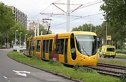 Proefrit lagevloertram type Citadis 302 uit Mulhouse (september 2007).