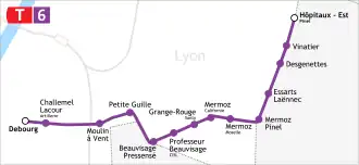 Tramlijn 6 op de kaart