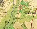 Trebbin op een kadastrale kaart van plm. 1840.