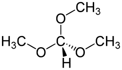 Structuurformule van trimethoxymethaan