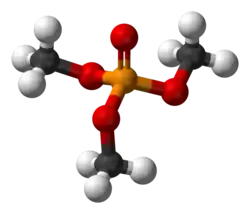 Molecuulmodel van trimethylfosfaat