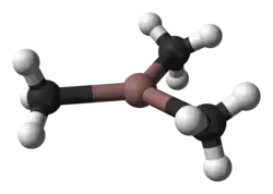Ball and stick model van trimethylindium