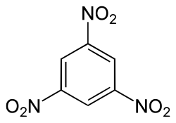 Structuurformule van 1,3,5-trinitrobenzeen