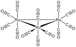Structuurformule van trirutheniumdodecacarbonyl