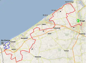 Routekaart van de Driedaagse Brugge-De Panne 2018 (vrouwen)