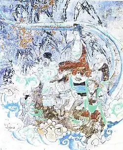 Xuanzang voert ceremonies uit voor Boeddha