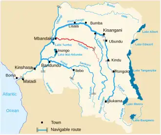 De Ruki is het meest linkse deel van de Tshuapa (rood op de kaart)Op sommige kaarten wordt de naam “Tshuapa” gegeven aan het geheel van de Ruki, Busira en Tshuapa.