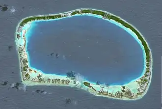 Satellietfoto van het atol Tuanake