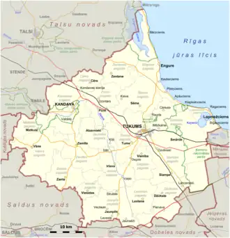 Kaart van Tukuma novads