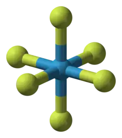 Molecuulmodel van wolfraam(VI)fluoride