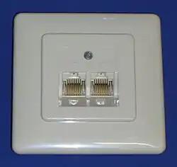 Contactdoos voor data of telecommunicatie.