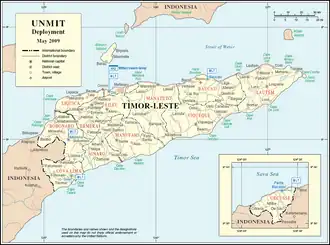 UNMIT's bases in mei 2009.