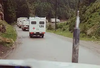 Een VN-konvooi nabij Tuzla in 1994.