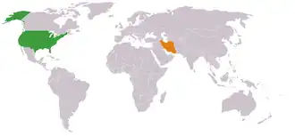 Iran (oranje) en de VS (groen).