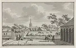 Ulrum gezien vanaf het borgterrein van Asinga (Jan Bulthuis, 1772)