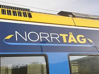 Norrtåg logo op een X62 Coradia trein.