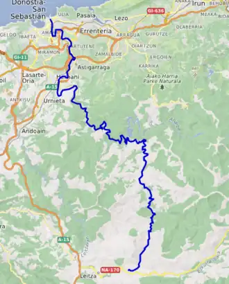 Ligging van de Urumea