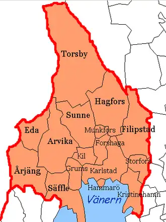 Kaart van Värmlands län