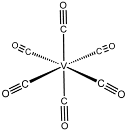 Structuurformule van vanadiumhexacarbonyl