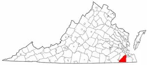 Locatie van Suffolk in Virginia