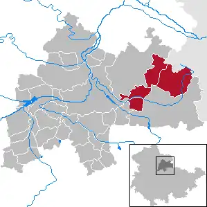 Kaart van Verwaltungsgemeinschaft Kölleda