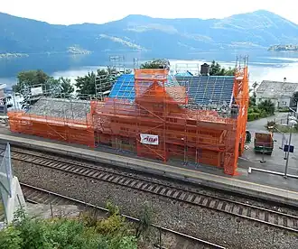 Het station in de steigers in 2017