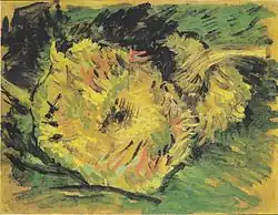 Twee afgesneden zonnebloemen, Van Gogh Museum, 21 × 27&nbsp;cm.