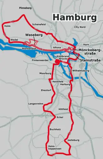 Routekaart van de Cyclassics Hamburg 2011