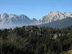 Gezien vanaf de Big Pasture Plateau (Velika planina)