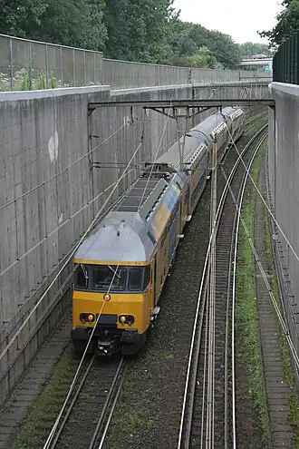 Spoortunnel met trein